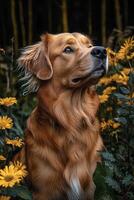 A dog is looking up in the air photo
