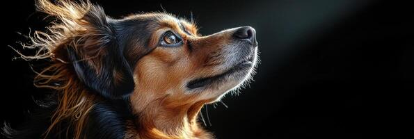 A dog with long hair on its head photo
