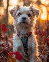 A dog with a red collar photo