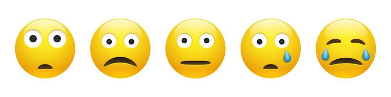 Set of sad, astonished, neutral and crying face vector
