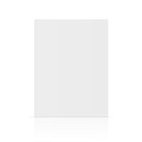 realistic standing 3d magazine mockup with white blank cover isolated. Closed vertical paperback book, brochure, catalog or magazine mock up with glossy reflection on background. Front view. vector