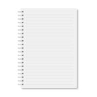 White realistic horizontal lined a5 notebook vector