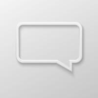 white blank speech bubble icon on white gradient background. Realistic 3d illustration. Rectangle shape. Template for your design. vector