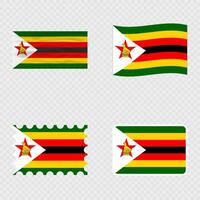 Zimbabwe national flag in four different styles. vector