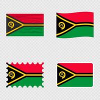Vanuatu national flag in four different styles. vector