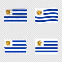 Uruguay national flag in four different styles. vector