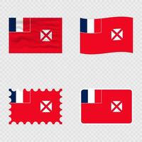Wallis and Futuna national flag in four different styles. vector