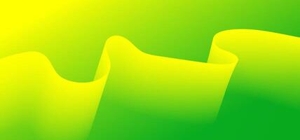 Futuristic abstract wave in yellow and green color scheme with fluid ribbon-like flow. Ideal for digital posters, tech branding, and contemporary web design vector