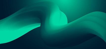 Abstract green and teal flowing wave background in modern 3D style. Perfect for technology presentations, digital posters, web design, or app UI. Elegant, clean, and futuristic visual style vector