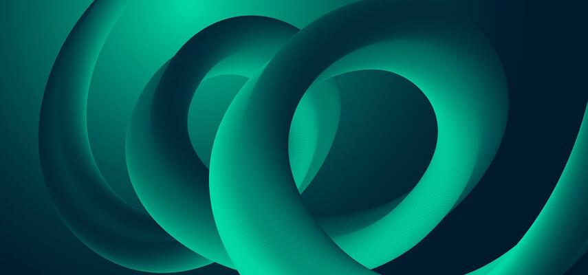 Abstract 3D curve background in green and teal tones. Dynamic tubular forms on a dark gradient backdrop. Perfect for technology themes, presentations, and futuristic design