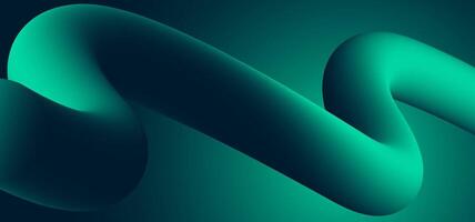 Minimalist abstract 3D curve in glowing green tone on dark background. Elegant and modern visual for tech presentations, AI projects, website headers, and futuristic graphic design templates vector