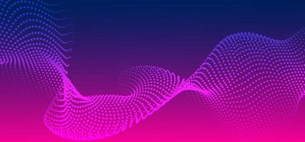 Creative digital background with flowing pink-purple curved lines on a dark blue backdrop. Ideal for technology branding, websites, or futuristic visual content vector