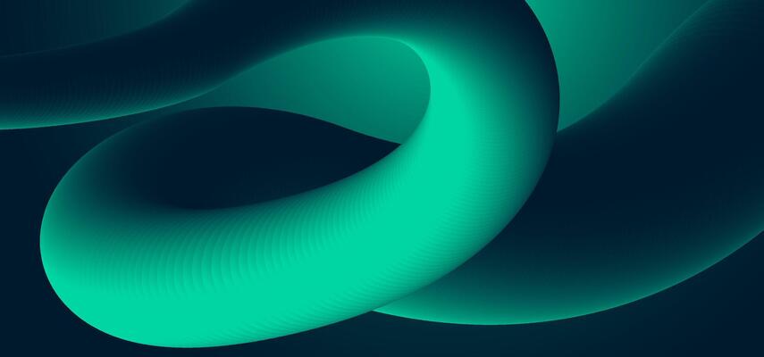 Abstract 3D swirl shape in teal and green with dramatic lighting. Perfect for digital backdrops, futuristic presentations, tech-themed content, and creative projects requiring an energetic visual base