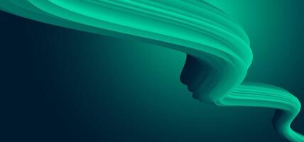 Fluid abstract ribbon shape in glowing green-blue tones, forming elegant wave patterns. Suitable for modern tech designs, presentations, banners, and minimalist digital concepts with a 3D effect vector