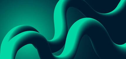 Fluid wave-like abstract shape in deep teal and green, flowing across a gradient background. Ideal for high-tech projects, posters, UI design, or digital advertisements vector