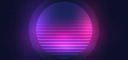 Abstract retro-futuristic sphere with horizontal lines in purple and pink tones, over a dark digital background. Great for tech banners, visual identity, or cyberpunk-style designs vector