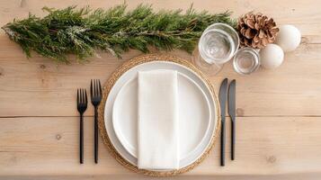 A place setting with an egg, fork and knife photo