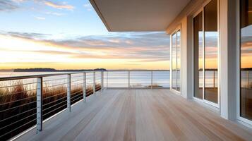 A balcony with a railing photo