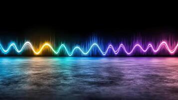 Colorful wave lines on a black background photo