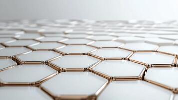 A white and gold hexagonal pattern on a white background photo