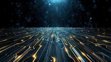 Abstract digital circuit board background with glowing lights photo