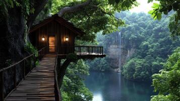 Tree house in the forest photo