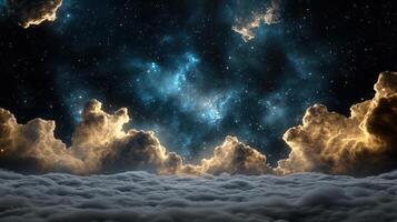 Clouds and stars in the sky above the clouds photo