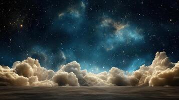 Clouds and stars in the night sky photo