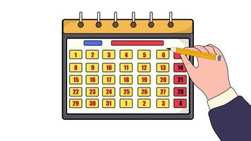 Manually Marking The 2nd Of The Month On The Calendar 2D Cartoon Animation video