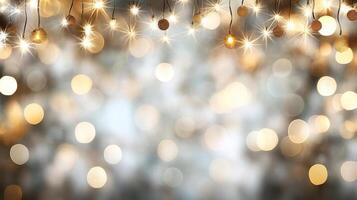 Golden lights on a blurred background photo