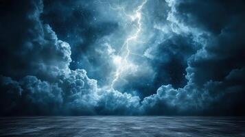 A dark and stormy night sky with lightning photo