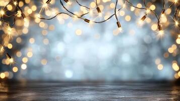 Christmas lights on a dark background photo