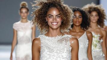 A model walks the runway at the new york bridal show photo