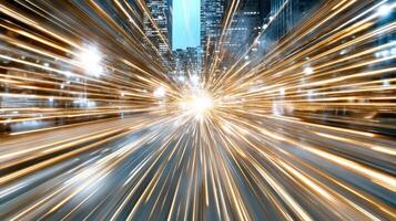 A city street with light trails and cars photo