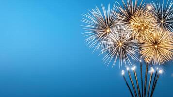 Fireworks on blue background photo