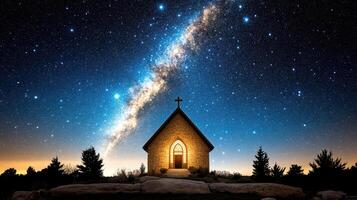 A small church with a milky in the sky photo