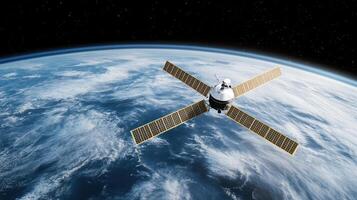 An artist's rendering of a satellite in orbit photo