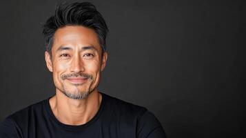 A man with a black shirt on smiling photo