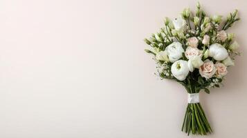 A bouquet of white and pink flowers on a white background photo