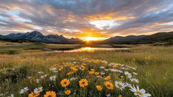 Sunrise over the grand teton national park photo