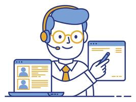 Customer service representative providing support online vector
