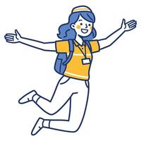 guide woman with open arms welcoming you vector