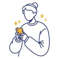 Person using a smartphone vector