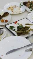 A table with many plates and forks video