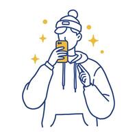 Man taking a selfie with his phone vector