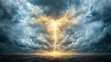 A lightning bolt coming out of the clouds photo
