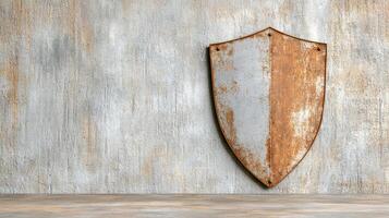 Old rusty shield on a wall photo