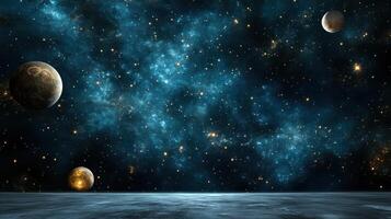 An image of planets and stars in space photo