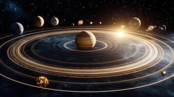 An image of the planets in orbit around the sun photo