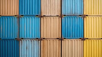 Colorful containers stacked on top of each other photo